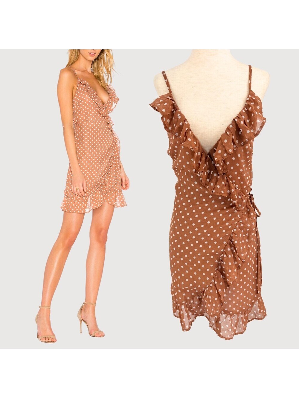 Revolve Lioness Caliente Polka Dot Wrap Mini Dress XS